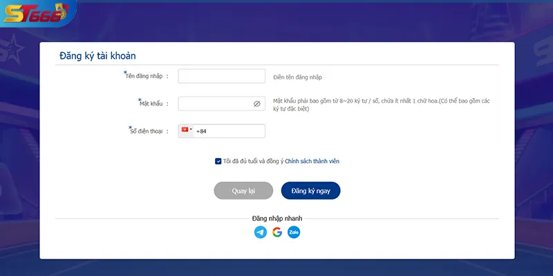 Các Bước Đăng Ký ST666 Nhanh Trong 01 Phút Dành Cho Newbie